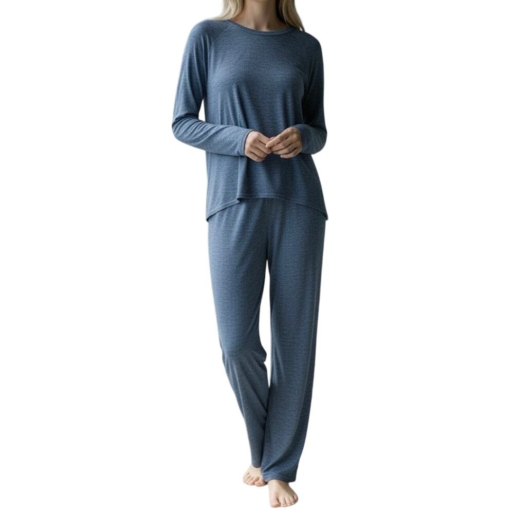 ClimateRight by Cuddl Duds Set Denim Blue XL Top XXL Pants Stretch Lounge Knit
